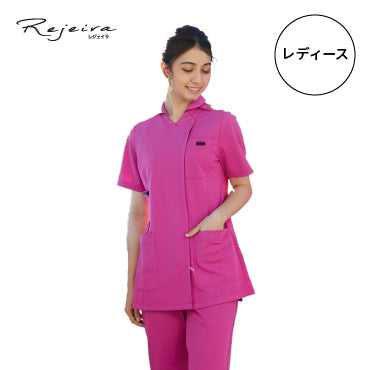 レディススクラブジャケット半袖（衿付）