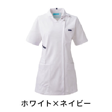 レディススクラブジャケット半袖（衿付）