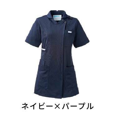 レディススクラブジャケット半袖（衿付）